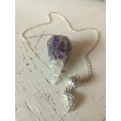 Orgonite Pendel Bergkristal en Amethyst Orgonite Pendel Bergkristal en Amethyst